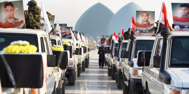 الحشـ ـد يحيي ذكرى الغــ ـدر الامريكي 2019.. تشييع رمزي لشـ ـهداء القائم في بغداد