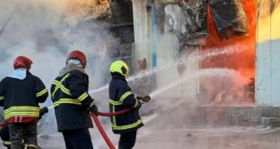 اندلاع حريق واسع في مصنع “جبس” بأربيل وإخلاء 3 مدارس